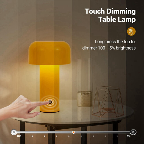Cordless Mushroom Table Lamp,Rechargeable Operated 1