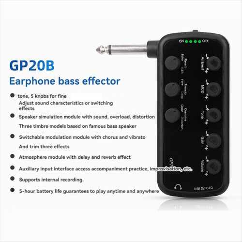 Bass Amplifier Effects Portable Headphone Plug and 2