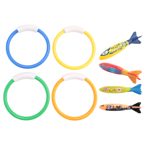 8 Pcs Underwater Swimming Pool Diving Rings, Throw 1
