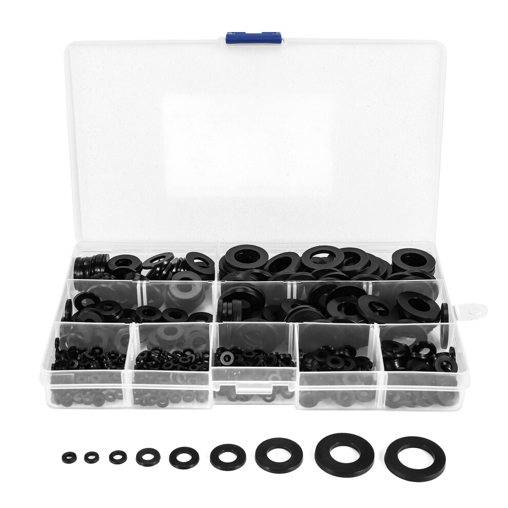 600Pcs Nylon Flat Washer Assortment Kit For Black 4852351781093