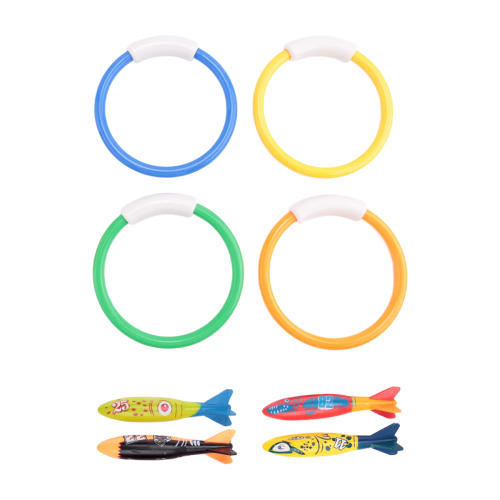 8 Pcs Underwater Swimming Pool Diving Rings, Throw 2