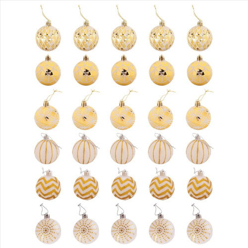 30Pcs Christmas Tree Decor High Qulity White Gold 2