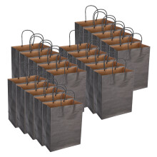 Miljövänliga presentpåsar av papper, medelstora, robusta, återvinningsbara kraftpåsar med handtag, vita, FSC-certifierade, miljövänliga,