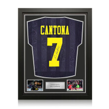 Eric Cantona Signed Original Manchester United 1994-96 Away Football Shirt. Standard Frame