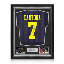 Eric Cantona Signed Original Manchester United 1994-96 Away Football Shirt. Superior Frame