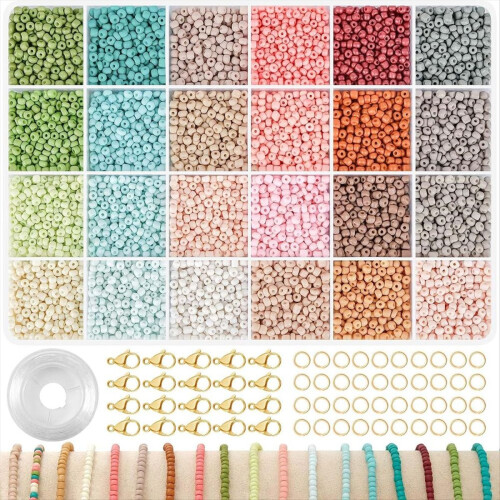 3mm Glass Seed Beads for Bracelet Making, 24 Color