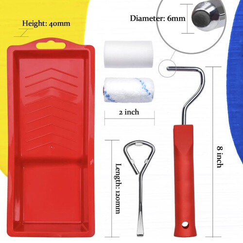 16Pcs 2 Inch Small Paint Roller with Trays, House 2