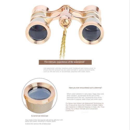 3X25 Opera Viewing Binoculars All Metal with Handle/Chain Ladies Retro Small Binoculars  Binocular 1