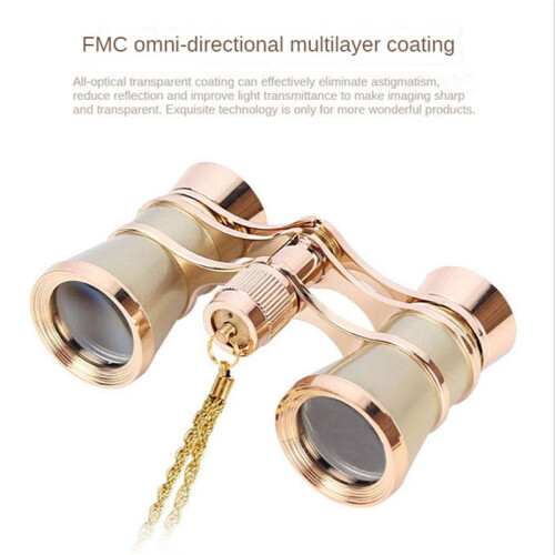 3X25 Opera Viewing Binoculars All Metal with Handle/Chain Ladies Retro Small Binoculars  Binocular 2