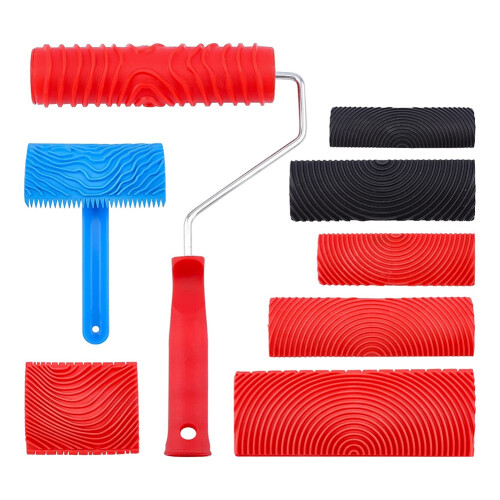 Rubber Wood Grain Painting Tool, with Handle Wall