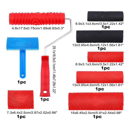 Rubber Wood Grain Painting Tool, with Handle Wall 2