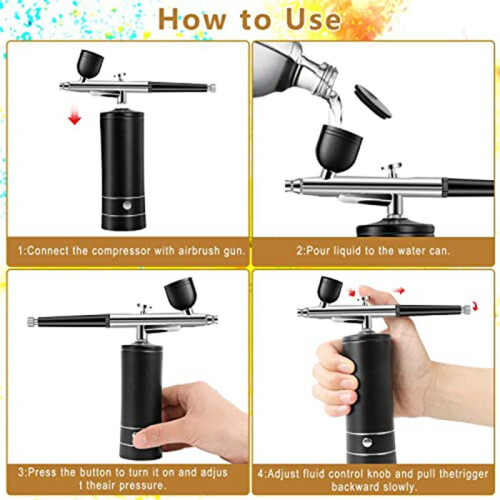 Airbrush Kit Rechargeable Cordless Compressor,30PS 2