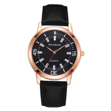 Ultra Thin Mens Watch With Classic Dial Elegant Time Marks High Quality Material Waterproof Leather Strap Rose Gold Frame White