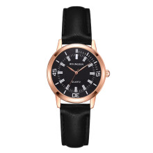 Ultra Thin Mens Watch With Classic Dial Elegant Time Marks High Quality Material Waterproof Leather Strap Rose Gold Frame White