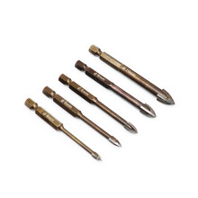 Hex Shank for Smooth and Accurate Drilling, Titanium Coated Glass Drill Bits with Precision Tips, Four Edged Blade Alloy Tool for Ceramic Tile
