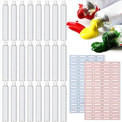 24 Pcs Empty Aluminum Paint Tubes 20 Ml for Making 1