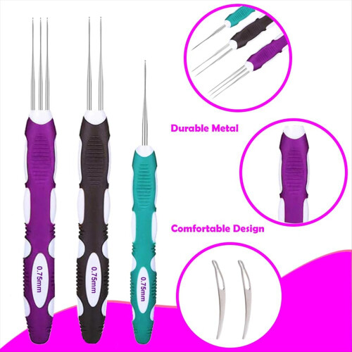 Dreadlock Crochet Needle Tool,Hair Hooks with Ergo 2