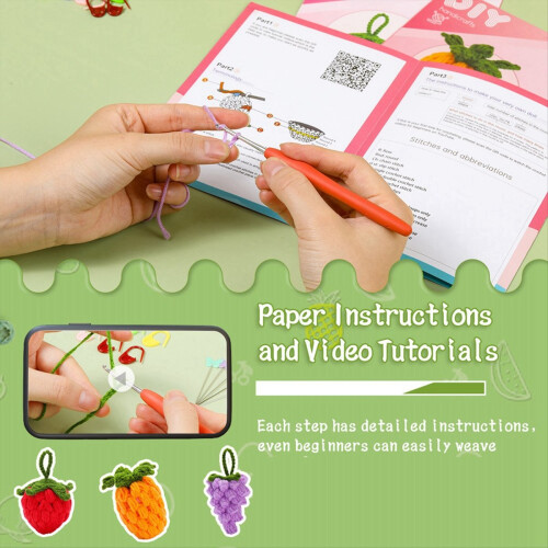 Complete Crochet Kits for Beginners, DIY 6 PCS Fru 1