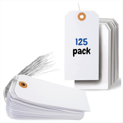 125 Pcs Hang Tags with Reinforced Eyelet and Wire, 2