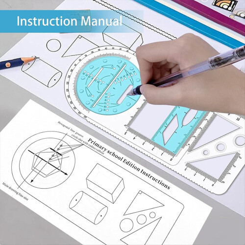 Multifunctional Geometric Ruler, Drawing Template, 2