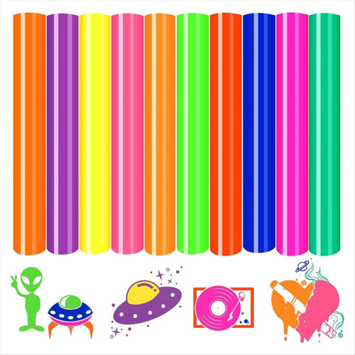HTV Heat Transfer Vinyl-30X25cm 10 Sheets Neon Iro