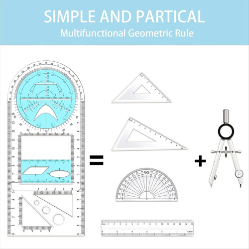 Multifunctional Geometric Ruler, Drawing Template, 1