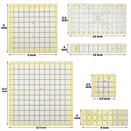 Acrylic Quilting Ruler Set with Double-Colored Gri 1