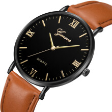 Vintage skinnarmbåndsur for menn og kvinner, enkel svart-hvit analog kvartsklokke med stor urskive, tydelig skjerm, stilig, avslappet design,