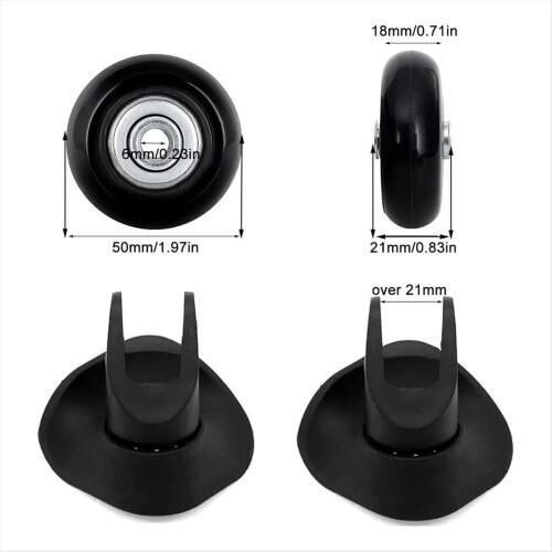 4Pcs Set Luggage Replacement Wheels 50mm with 6mm( 2