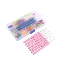 Croșete ergonomice cu margini netede, kit de croșetat pentru începători, pentru mâini artritice, dimensiuni reglabile, set de 16 piese, carcasă