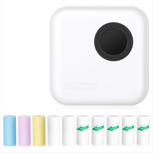 Mini Sticker Printer Bluetooth Thermal with 10 Rol