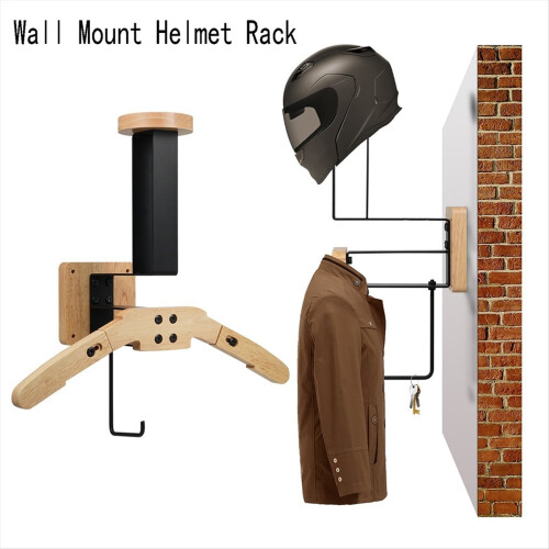 Wall Mount Helmet Rack Motorcycle Holder Wooden Bi 1