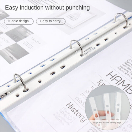 100Pages A4 Punched Pocket, Clear 11-Hole Sheet Pr 2