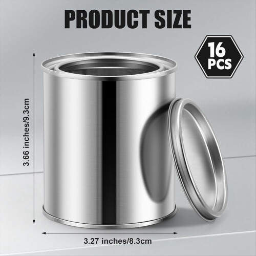 16 Pack Unlined Can 0.84 Pint Empty Metal Paint Ca 1