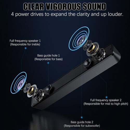 Bluetooth Computer Speakers with Knob Volume Contr 2