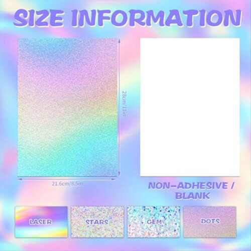 24 Sheets Holographic Cardstock Glitter Rainbow Mi 2