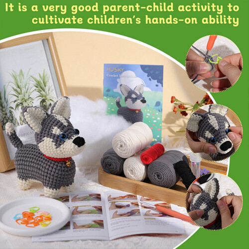Crochet Kit DIY Husky with Knitting Yarn Needles P 1