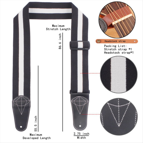 Guitar Strap Electric Bass Straps Soft Adjustable 2