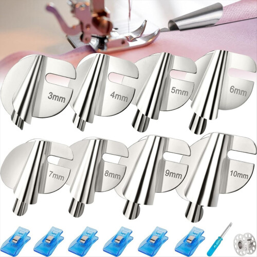 Upgraded Universal Sewing Rolled Hemmer Foot Set 8 1