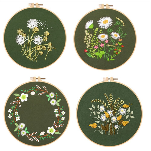 4 Sets Hand Embroidery Kit for Beginners Adults , 1