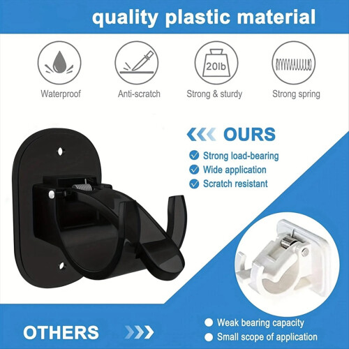 4PCS Curtain Rod Brackets No Drilling Holders Self 2