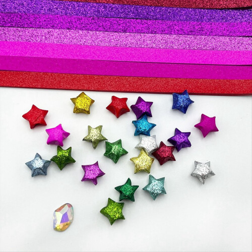520 Sheets Glitter Paper Folding Stars Strips Luck 2