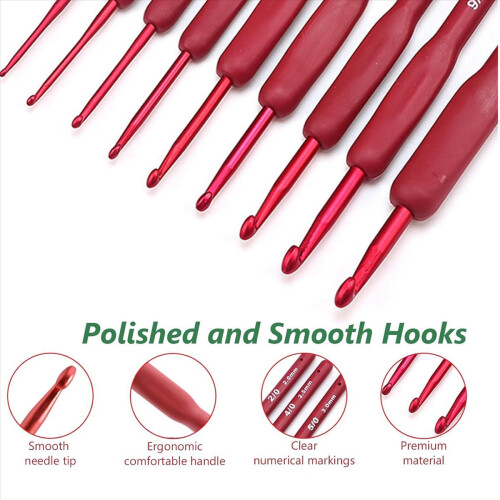 32PCS Crochet Hooks Set, Ergonomic with Case for A 1