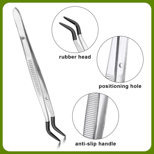 2pcs Tweezers with Rubber Tips,Tipped Stainless St 2