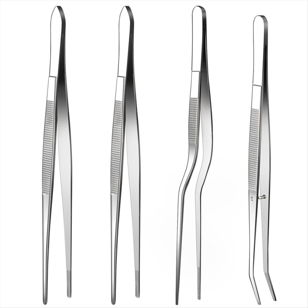 Semoic Fine Tweezer Tongs,4Pcs Cooking Tweezers,6.3Inch S
