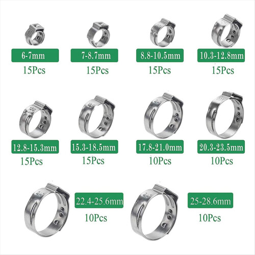 131PCS Single Ear Hose Clamps, Stainless Steel PEX 1