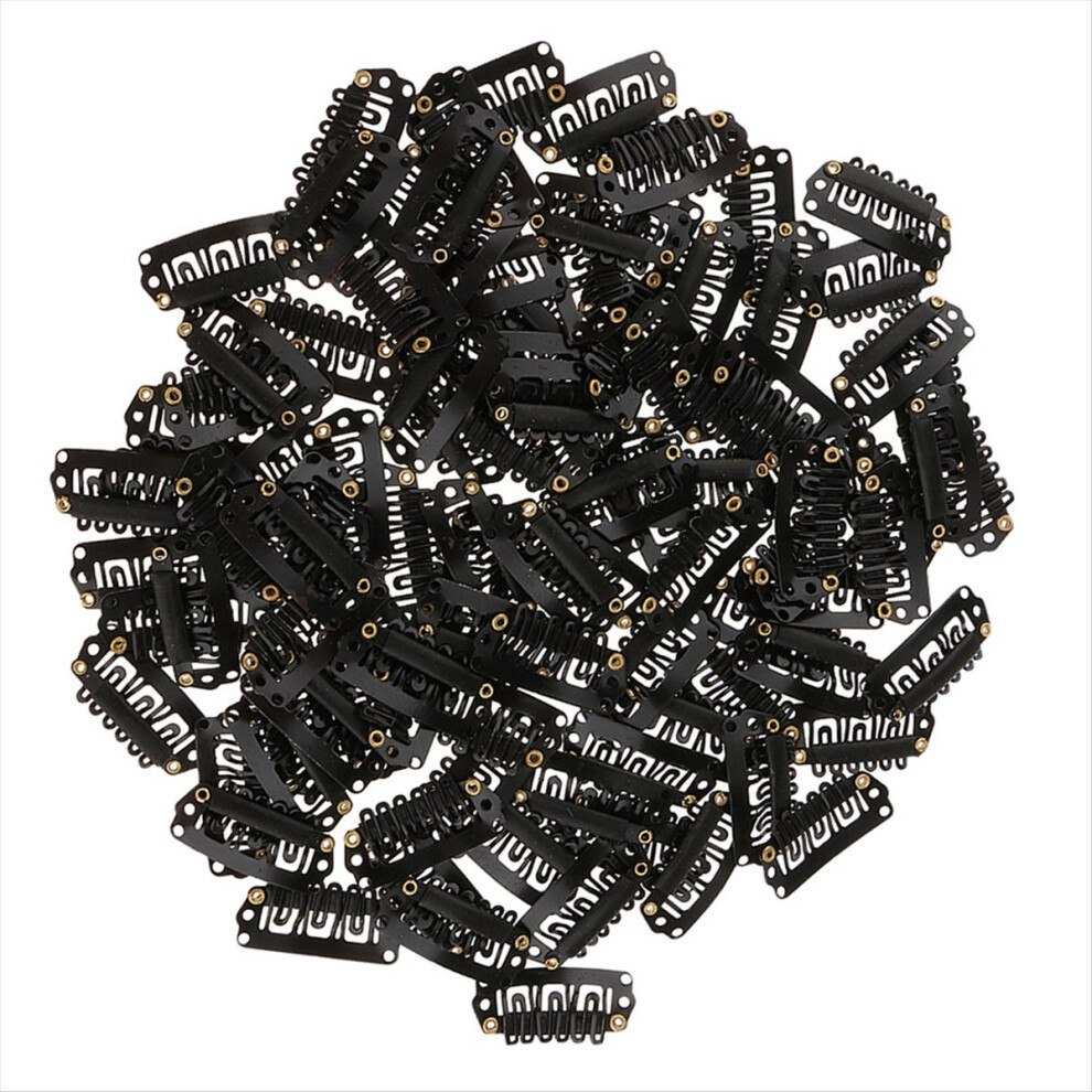 Semoic Unisex 100Pcs 6-Teeth U-Shaped Hair Clips Extensions Snap