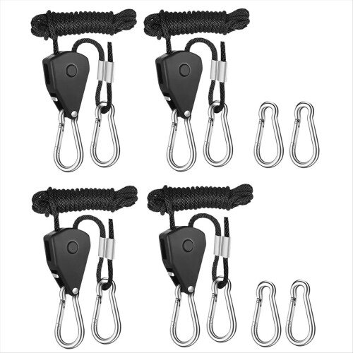 Pack of 4 Ratchet Hangers, Adjustable Rope Hanger, 1