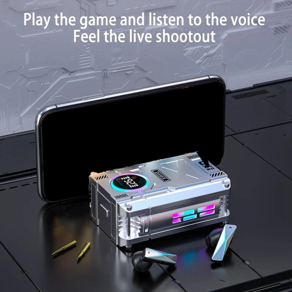 New Dx-08 Wireless Bluetooth 5.3 Headset Punk Mech Silver 4853967052829