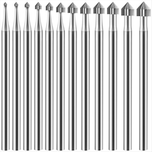 12Pc Cylinder Cone Shape Carving Burr Sets Jewelry